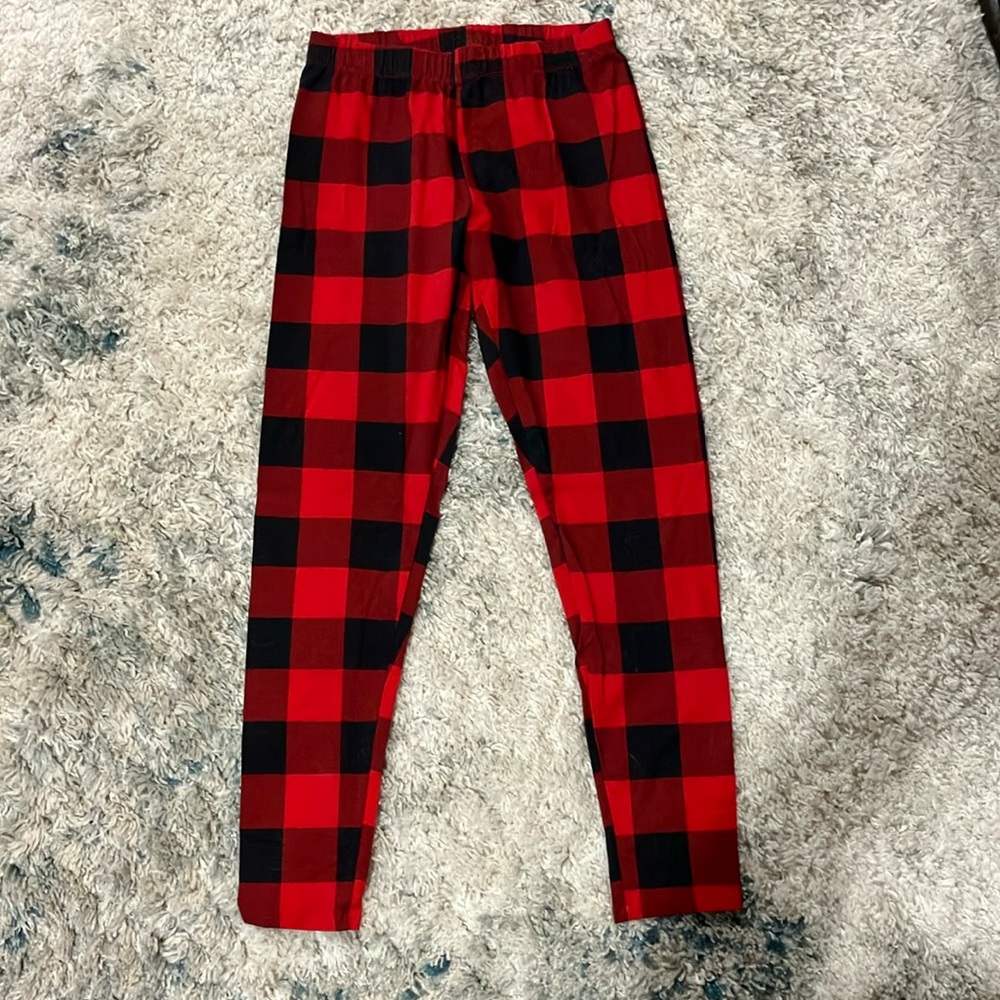 Red Plaid Leggings medium (7-9)